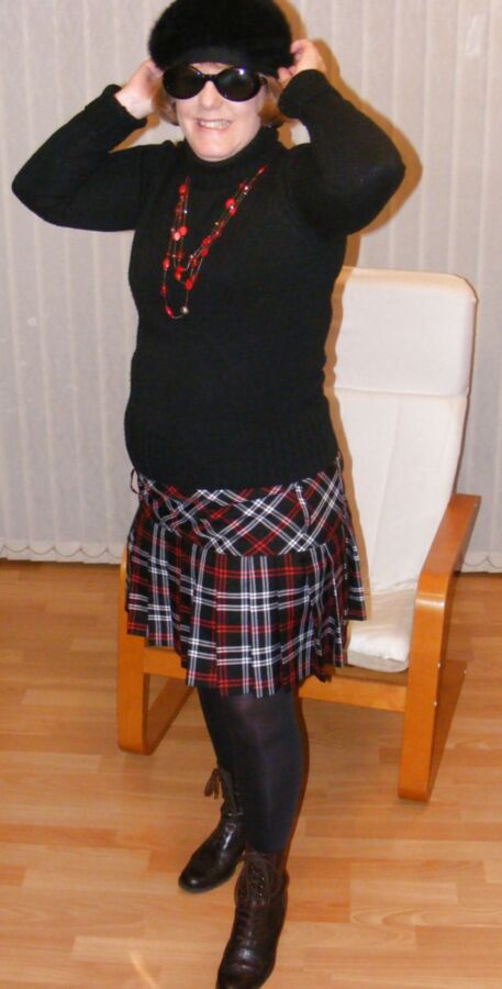 My volunteering outfit a short black skirt and black tights