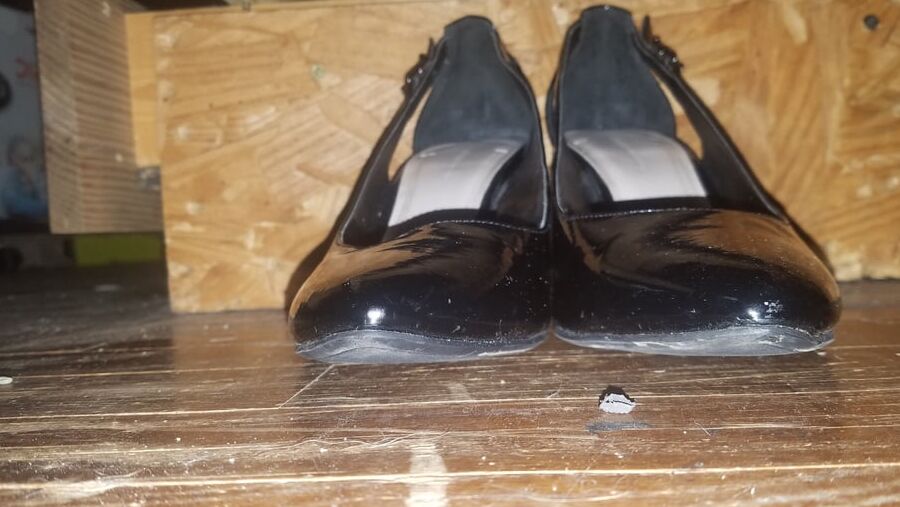 BCBGeneration "Blossom" Wedges - Black Pat.