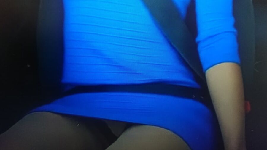 Upskirt fishnet stockings in racecar