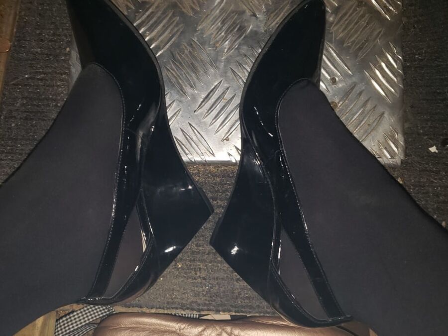 BCBGeneration "Blossom" Wedges - Black Pat.