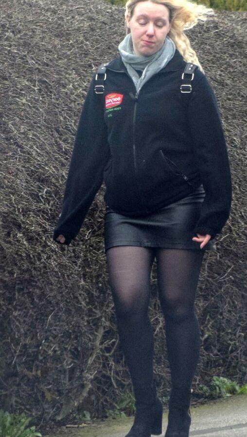 Street Pantyhose - Clueless BritCunt on the Street