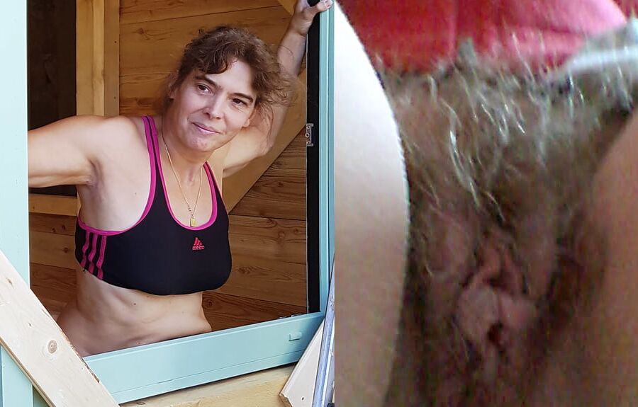 German hairy MILF Sandra dressed-undressed