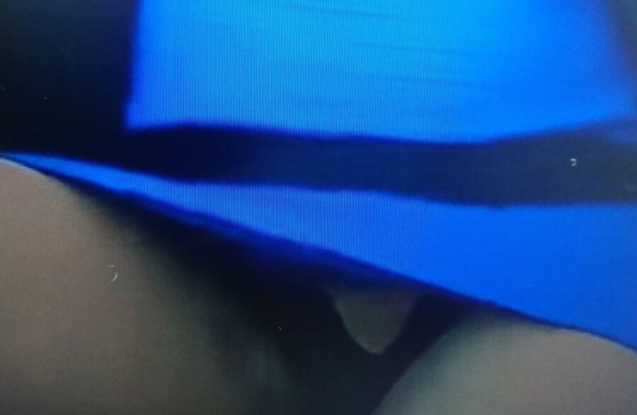 Upskirt fishnet stockings in racecar