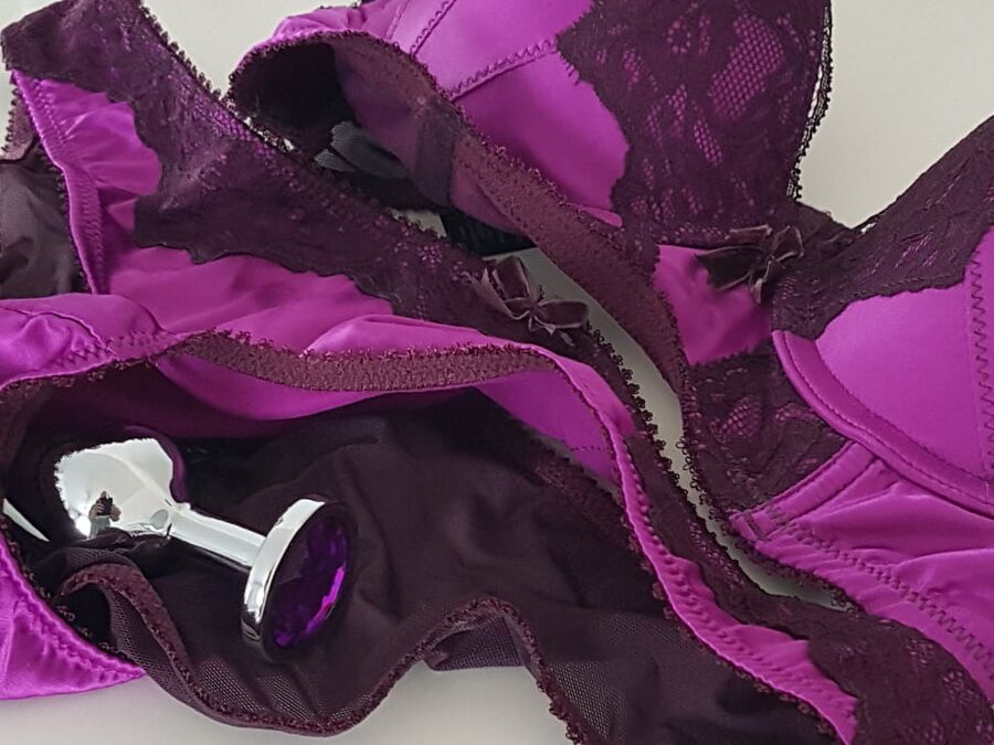 Wife&;s lingerie and jewel butt plug.