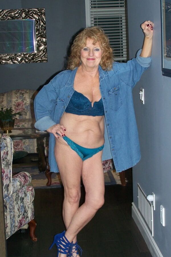 Blue denim with matching blue bra and panty