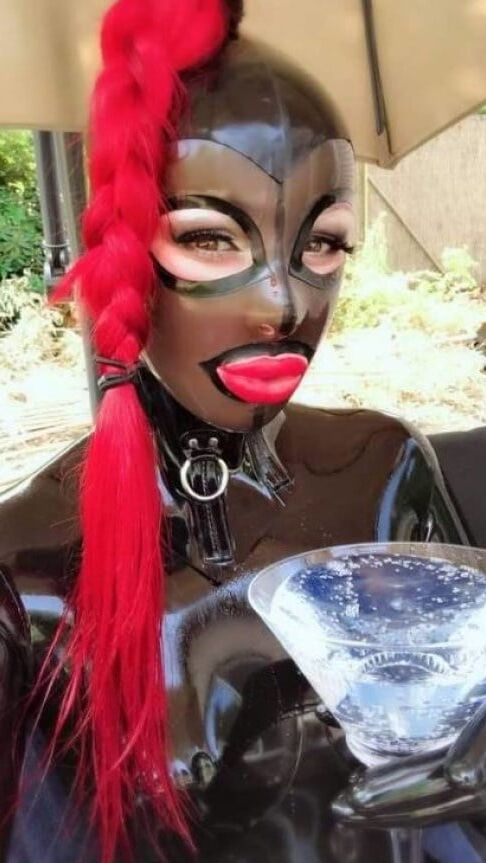 Drinking in latex rubber or leather