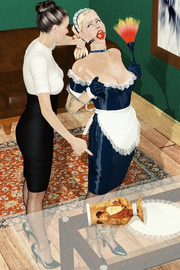 (cartoon) waitress, maid