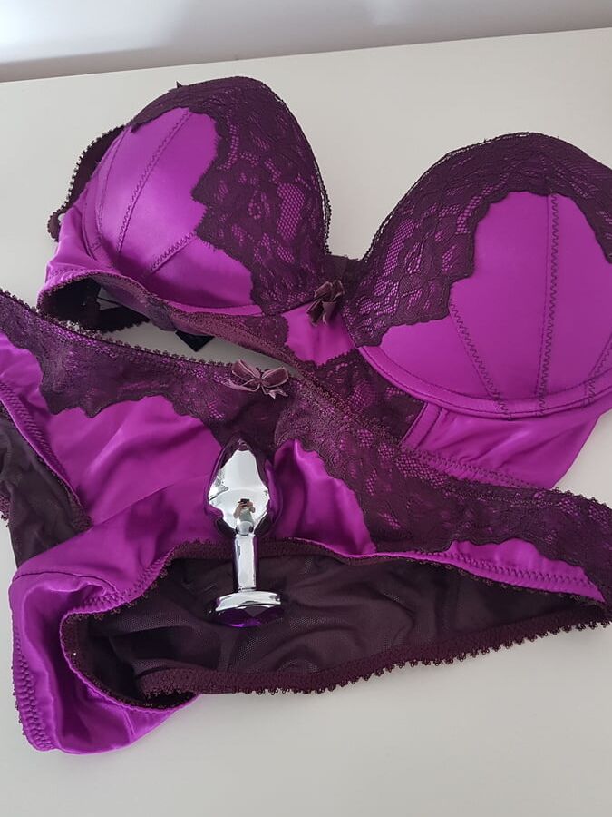 Wife&;s lingerie and jewel butt plug.