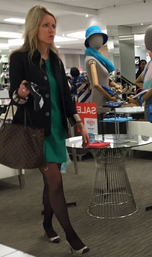 Pantyhosed Shopping - Arrogant Blonde Cunt