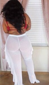 White Pants Red Thong Bikini