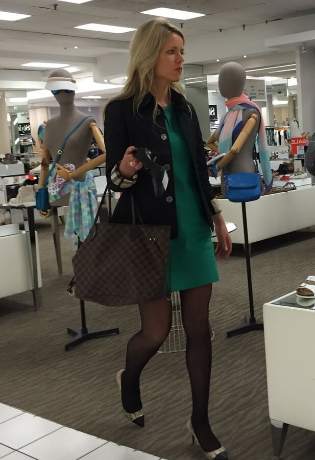 Pantyhosed Shopping - Arrogant Blonde Cunt