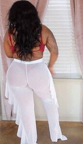 White Pants Red Thong Bikini