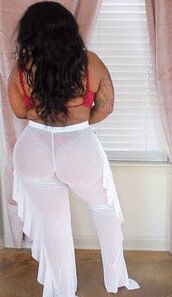 White Pants Red Thong Bikini