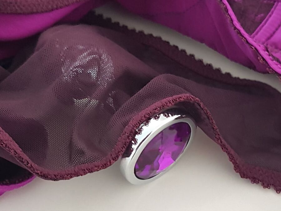 Wife&;s lingerie and jewel butt plug.