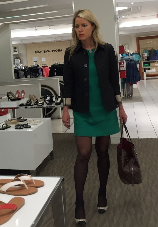Pantyhosed Shopping - Arrogant Blonde Cunt