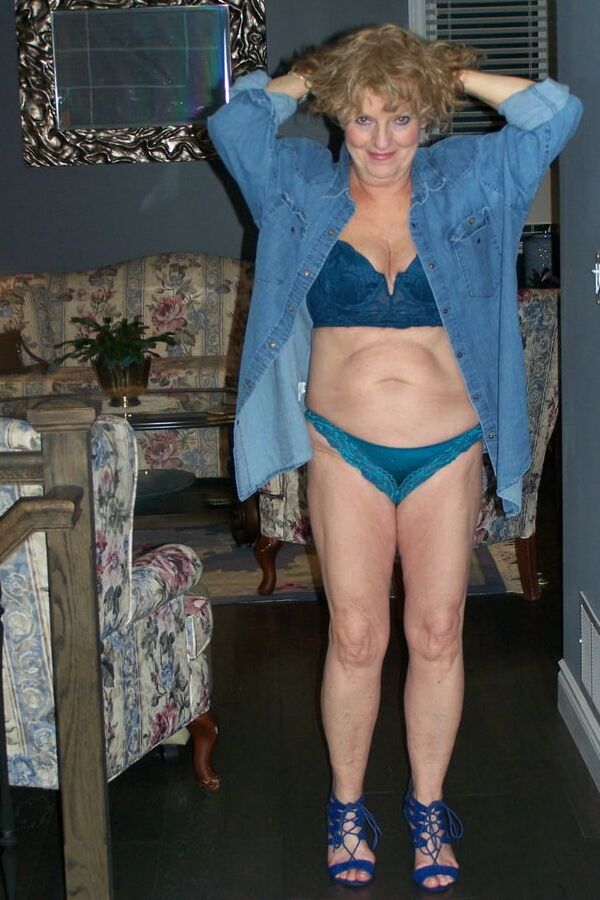 Blue denim with matching blue bra and panty
