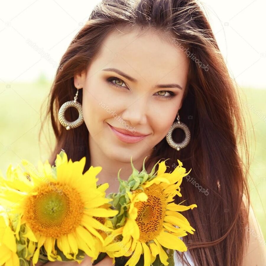 Woman and Sunflowers