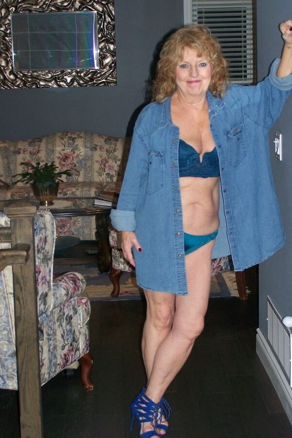 Blue denim with matching blue bra and panty