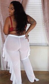 White Pants Red Thong Bikini