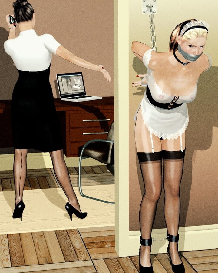 (cartoon) waitress, maid