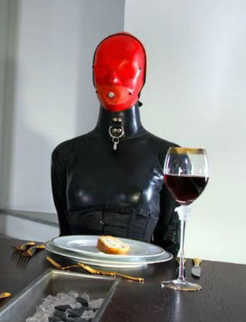 Drinking in latex rubber or leather