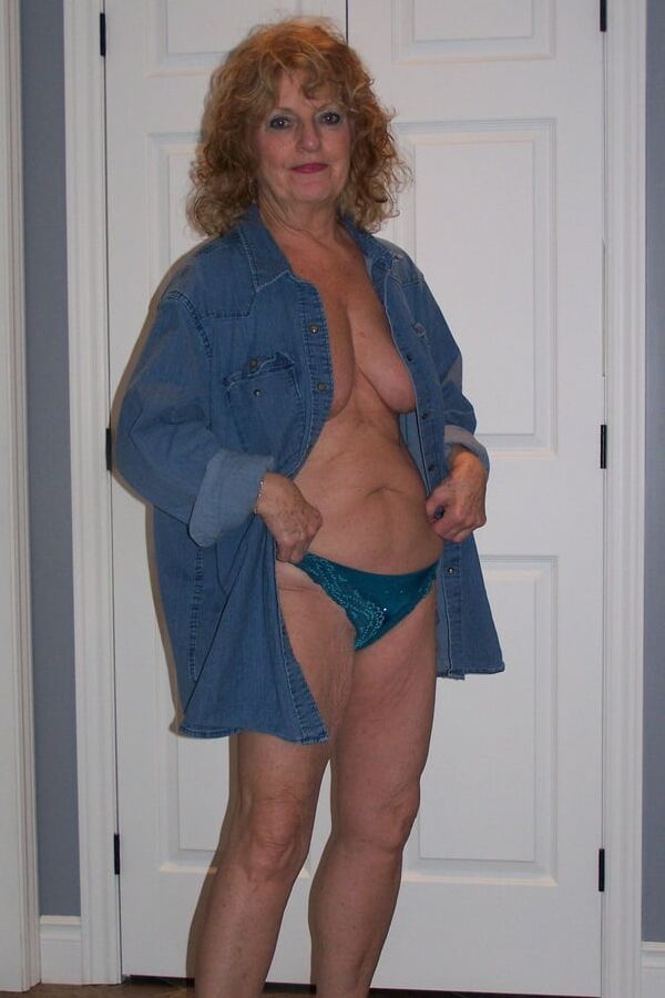 Blue denim with matching blue bra and panty
