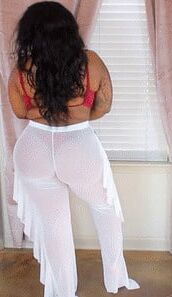 White Pants Red Thong Bikini