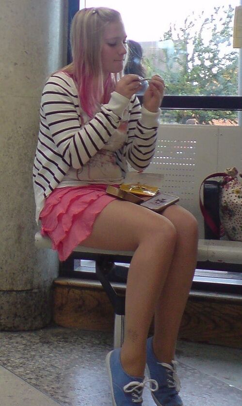 Street Pantyhose - Unaware Cunny Indoors