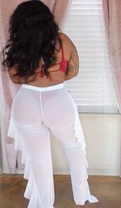 White Pants Red Thong Bikini