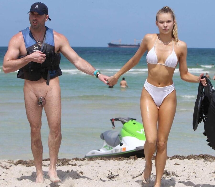 Chastity on beach