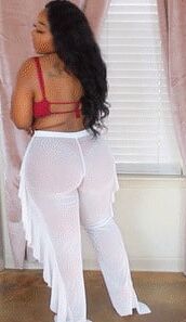 White Pants Red Thong Bikini