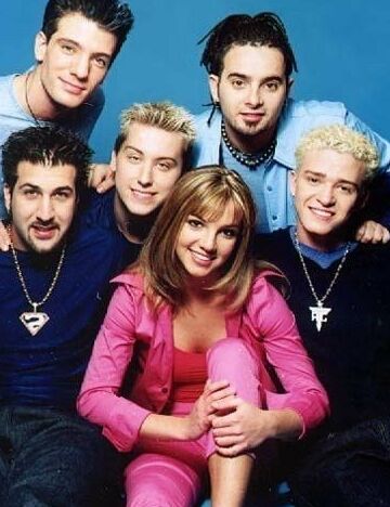 Britney Spears just before having fun with five cocks