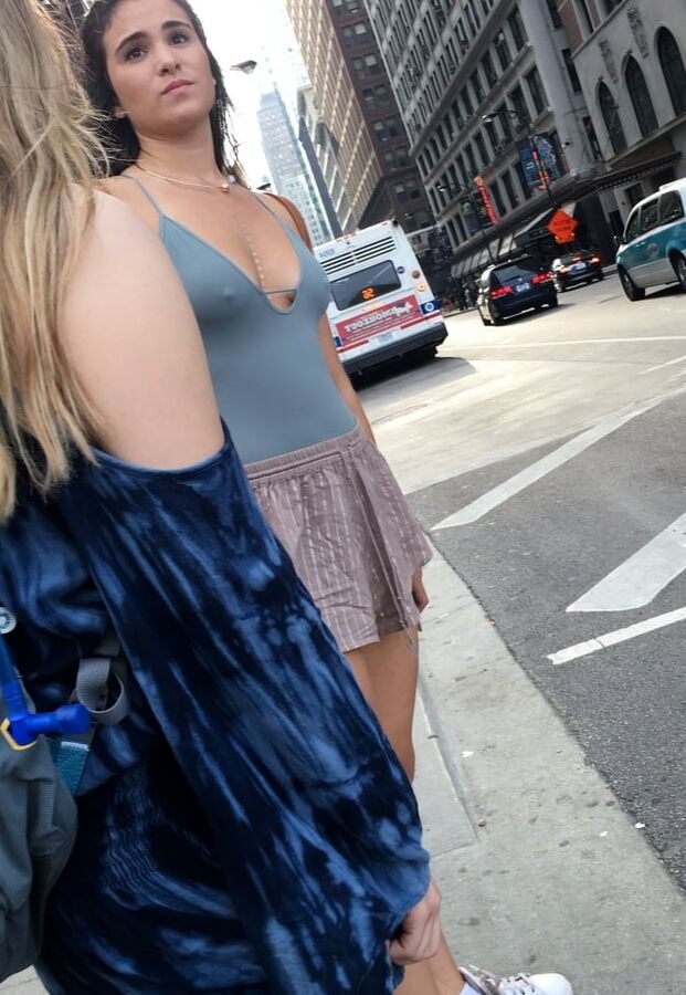 Sluts go braless in public