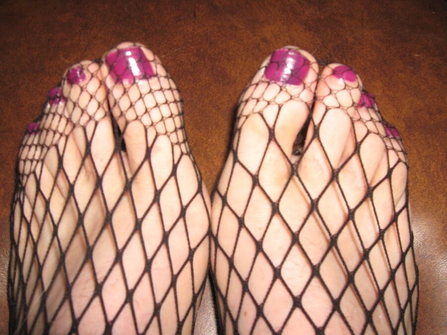HOT Feet red Nail , Netzstrumpfhose