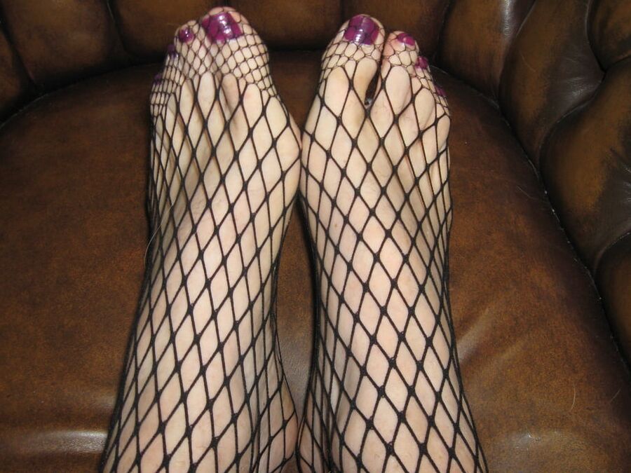 HOT Feet red Nail , Netzstrumpfhose