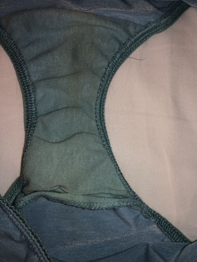 My cock, wife down pants and a pile of dirty panties