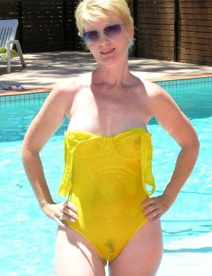 Sheer and wet amateur swim suits