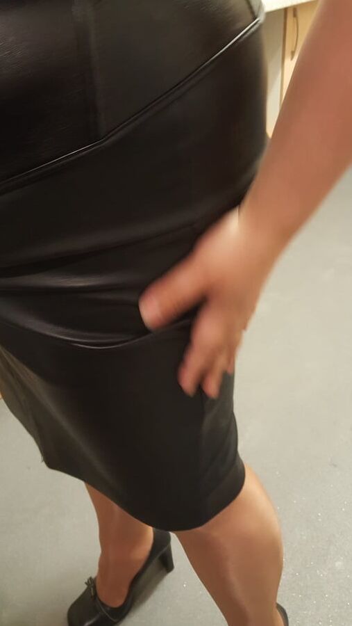 Black leather skirt and Corset