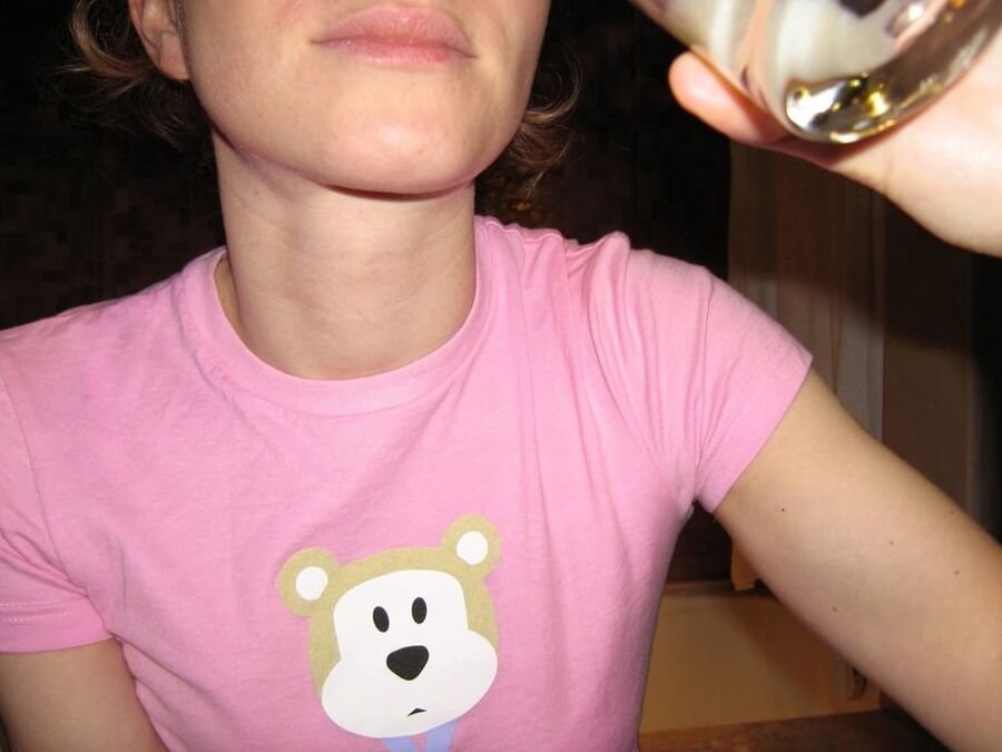 nice girl drinking glass of cum