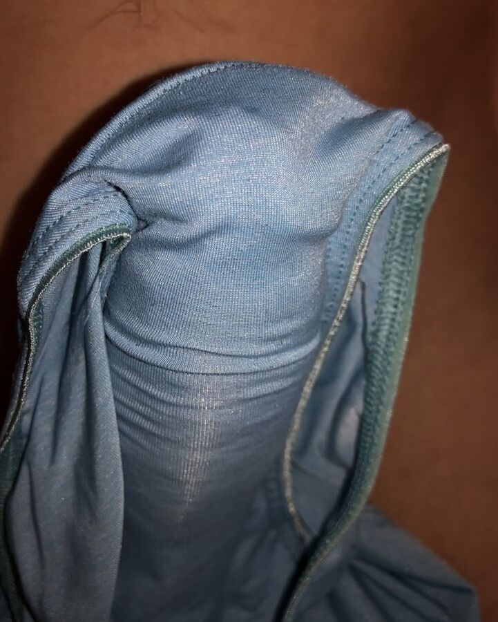 My cock, wife down pants and a pile of dirty panties