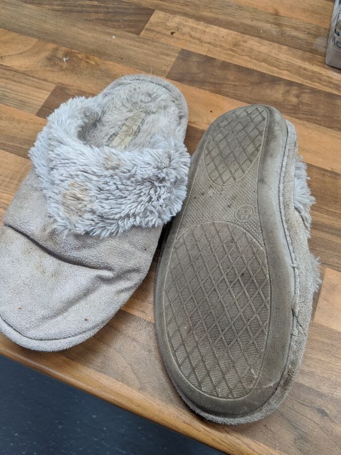 Abandoned girls slippers