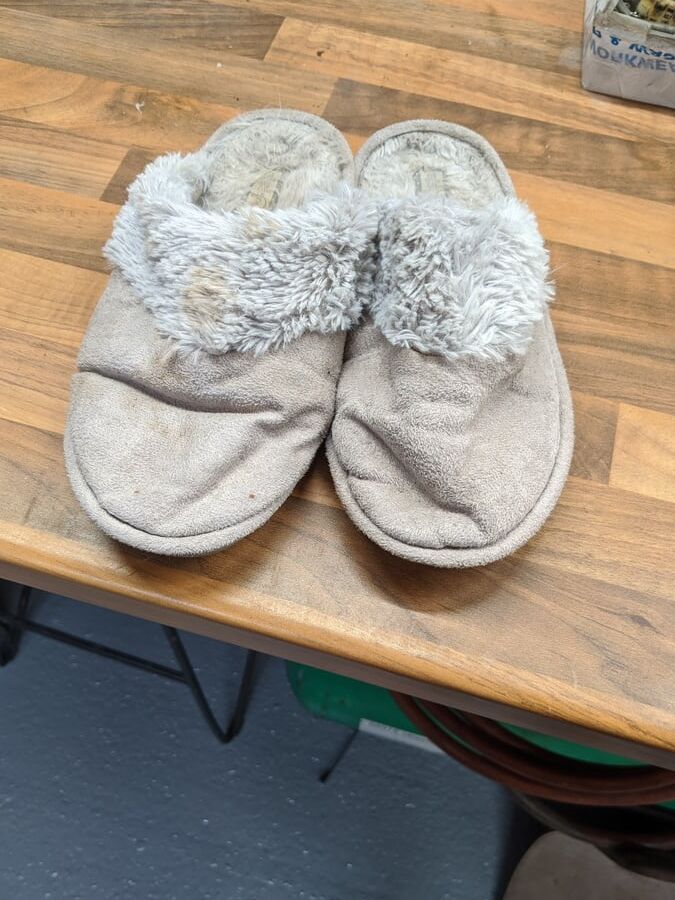 Abandoned girls slippers
