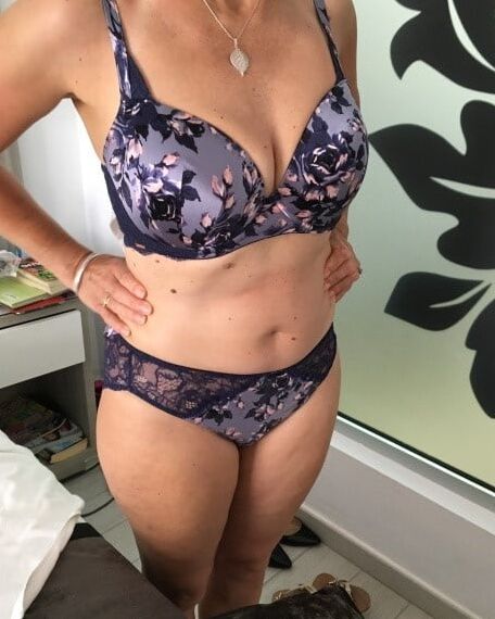 matures in floral lingerie