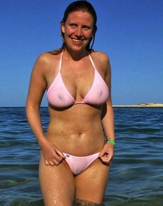 Sheer and wet amateur swim suits