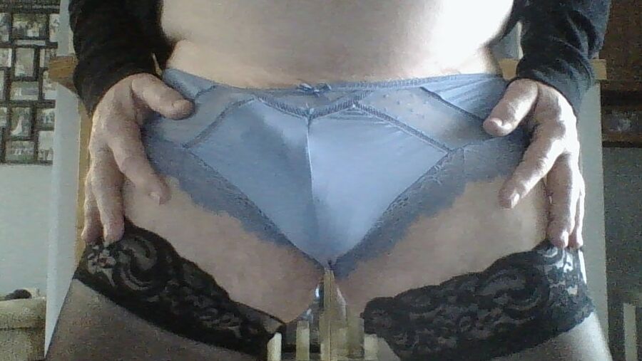 New blue, pink, and black panties.