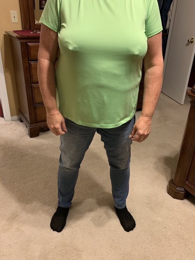 Granny Braless Wears Green