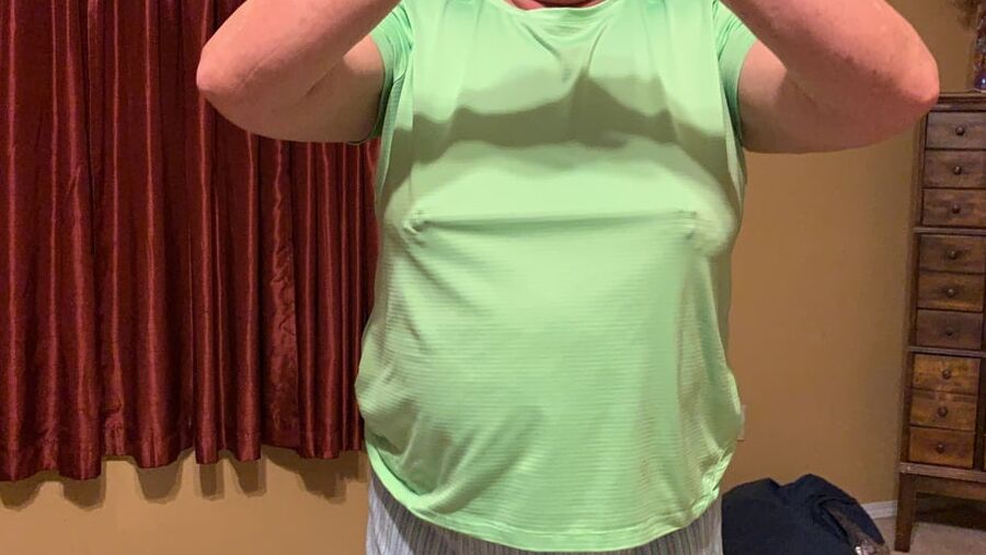 Granny Braless Wears Green