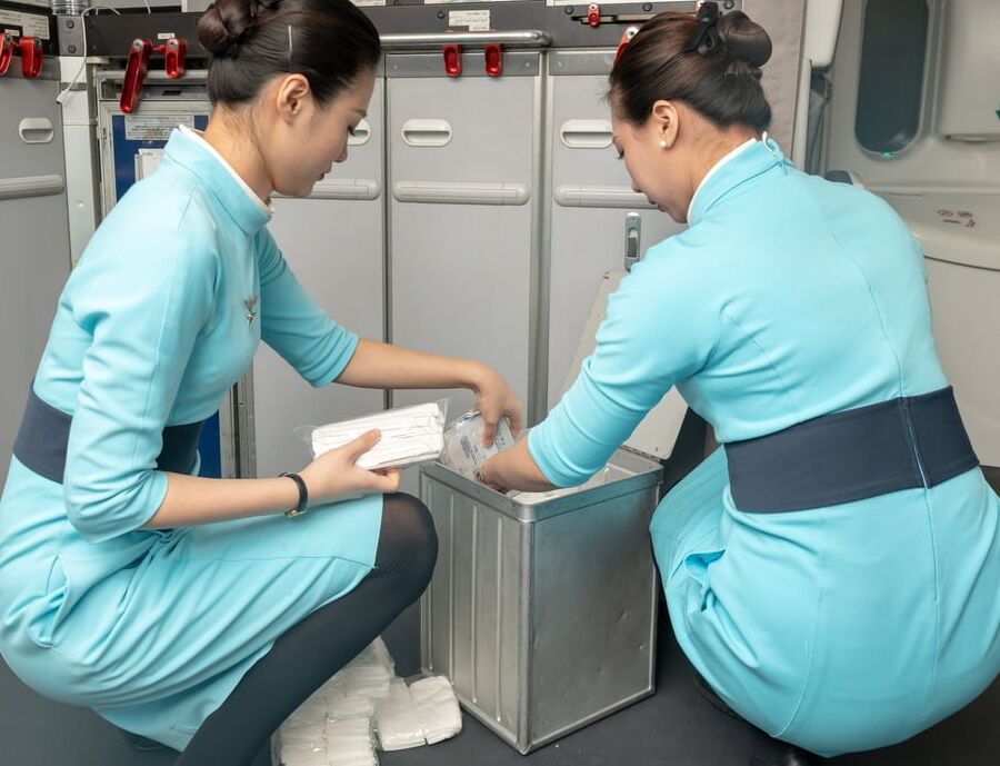 Asian Flight Attendants in Pantyhose Part