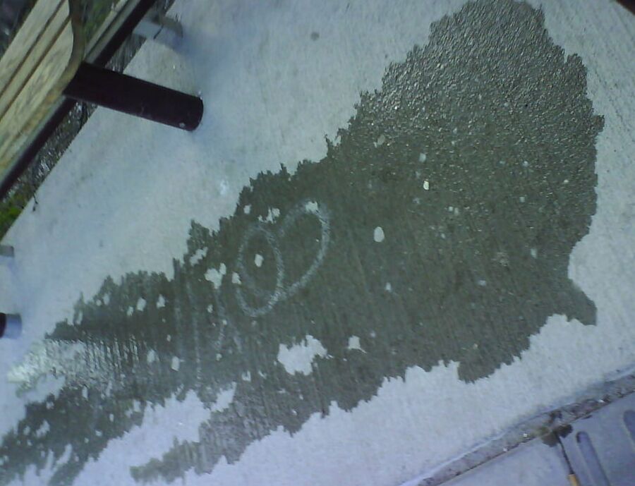 My piss puddles at the bus stop