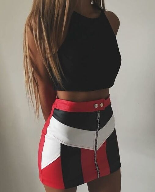Different Coloured Leather Skirts - by Redbull